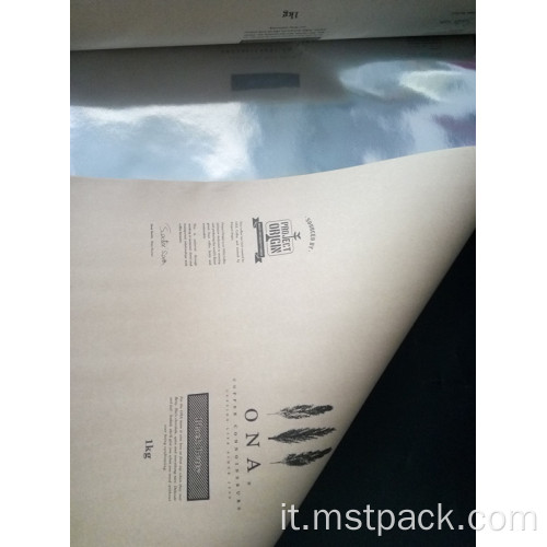 Pellicola in rotolo di carta stampata con alluminio